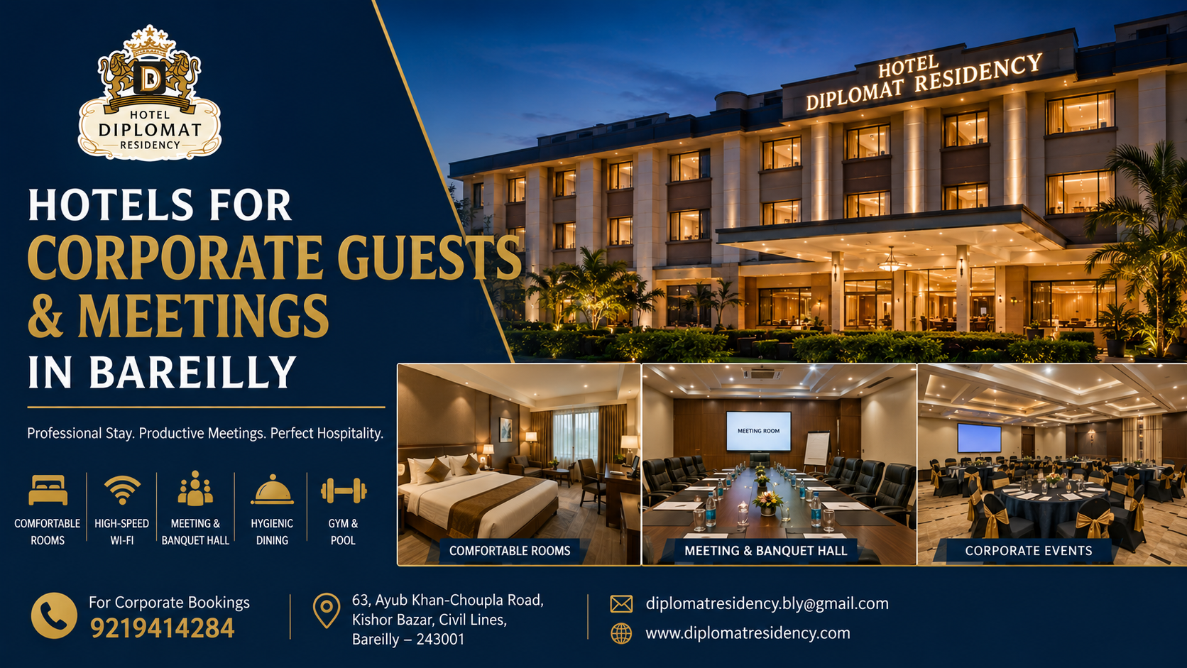 Hotels for Corporate Guests and Meetings in Bareilly | Hotel Diplomat Residency
