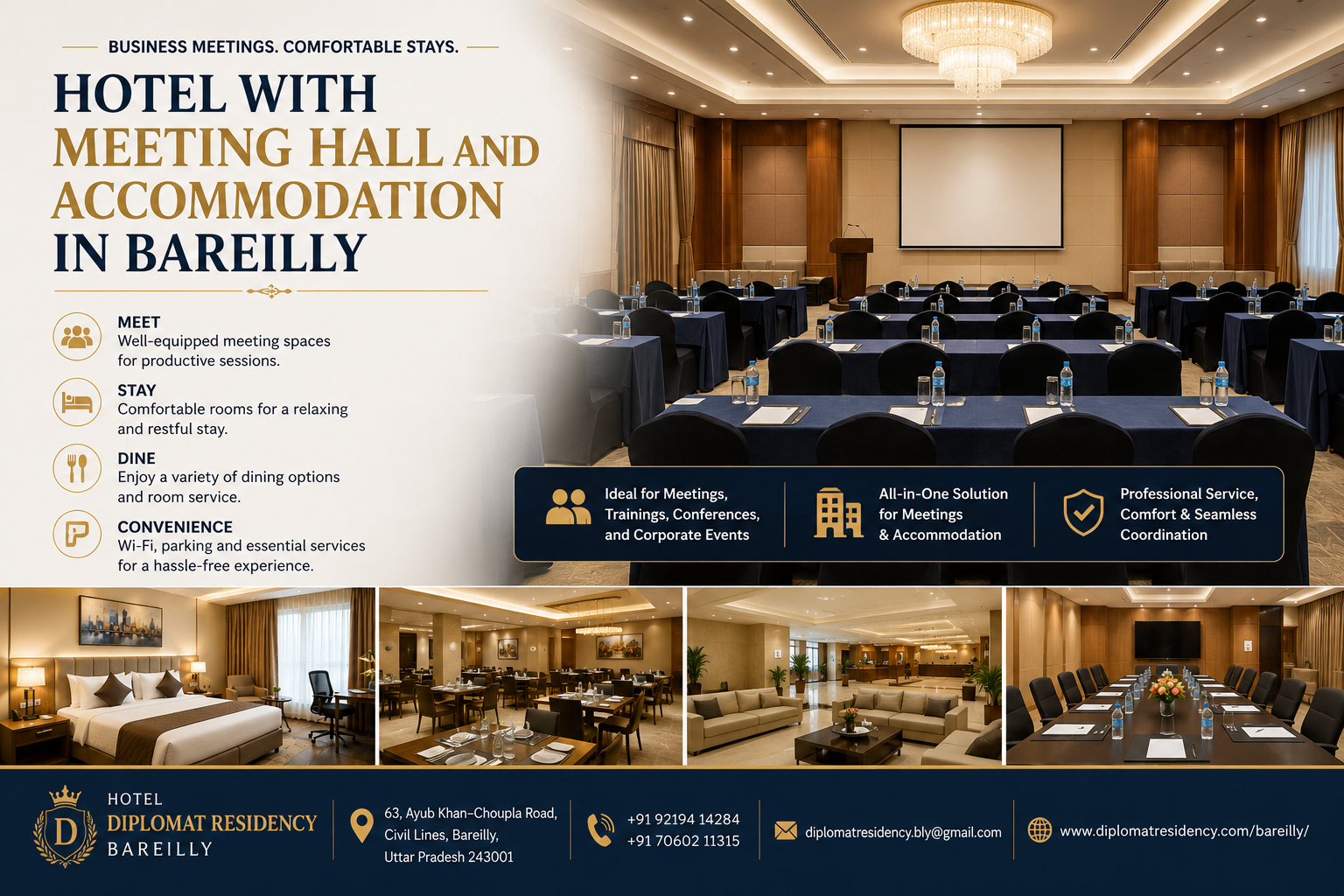 Hotel with Meeting Hall and Accommodation in Bareilly