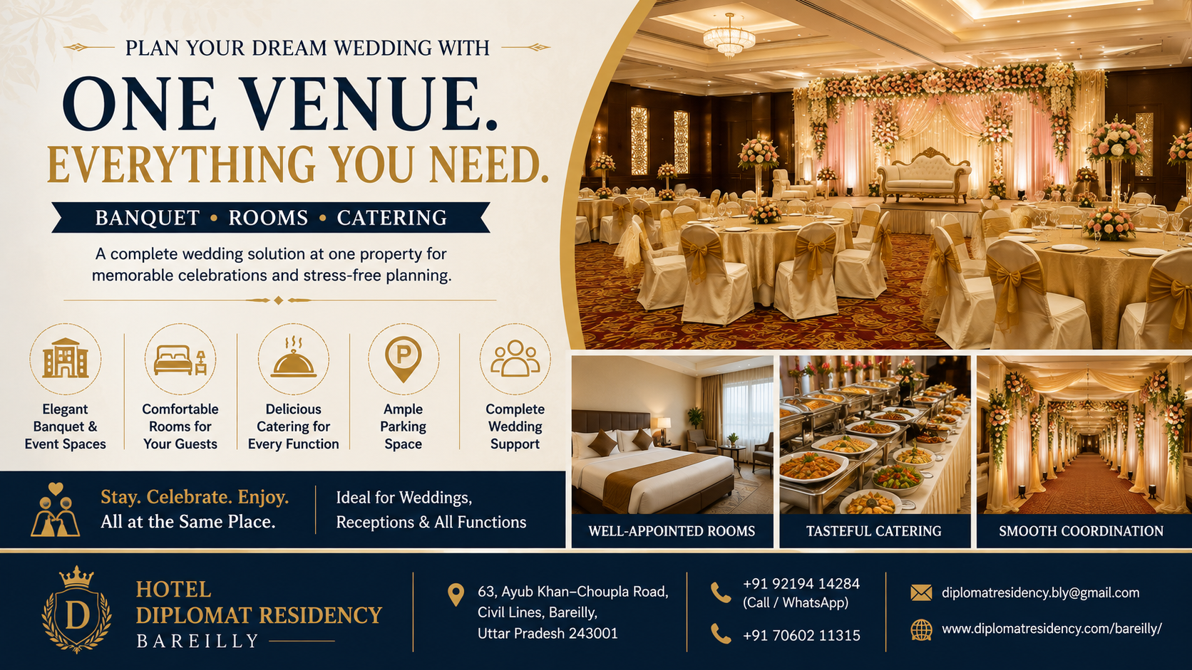 Hotel Wedding Venue with Rooms and Catering in Bareilly