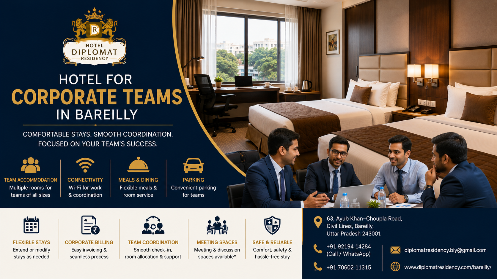 Hotel for Corporate Teams in Bareilly | Diplomat Residency