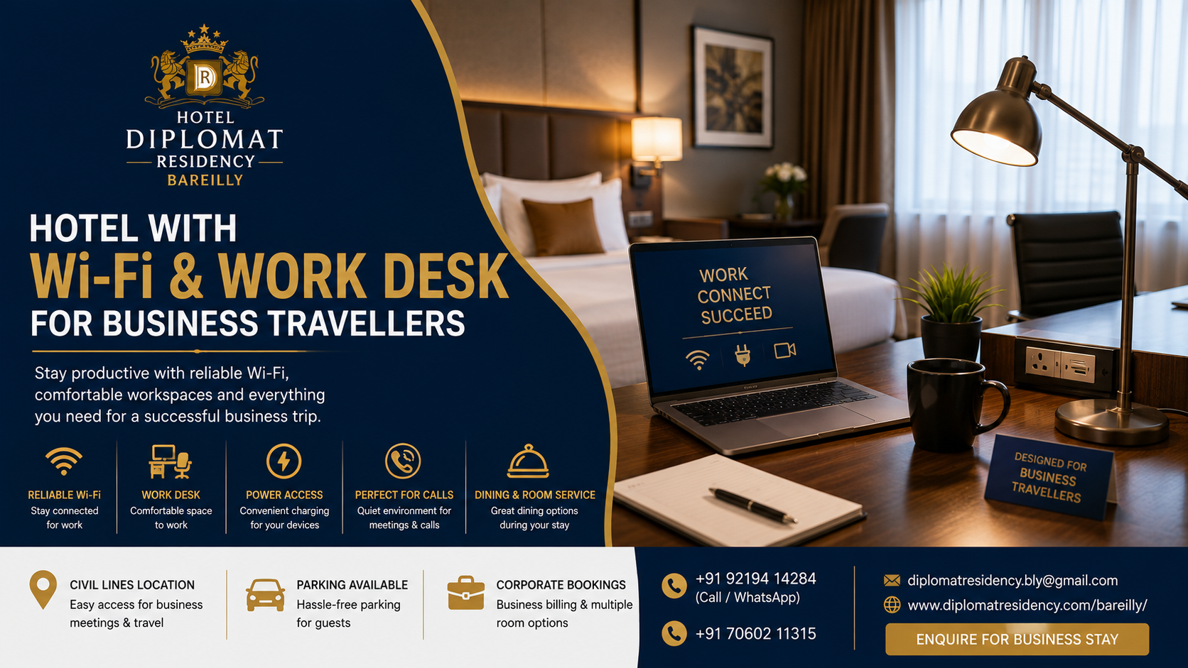 Hotel with Wi-Fi and Work Desk for Business Travellers in Bareilly