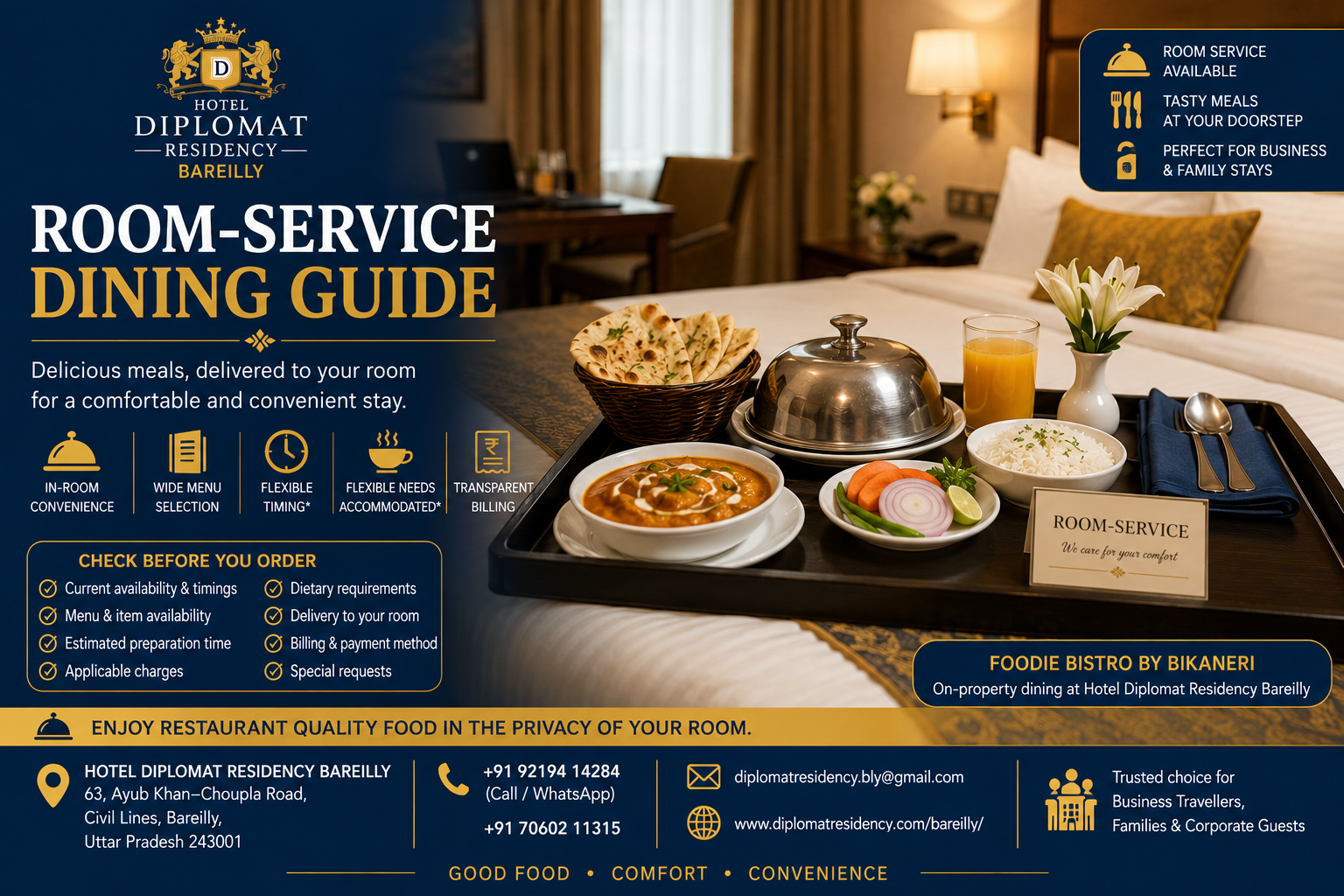 Room-Service Dining Guide | Hotel Diplomat Residency Bareilly
